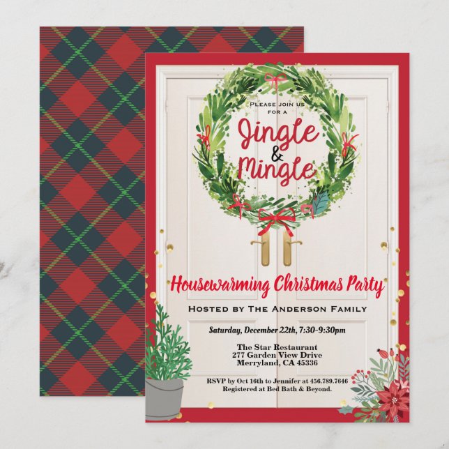 Jingle and Mingle Christmas Party open house Invitation (Front/Back)