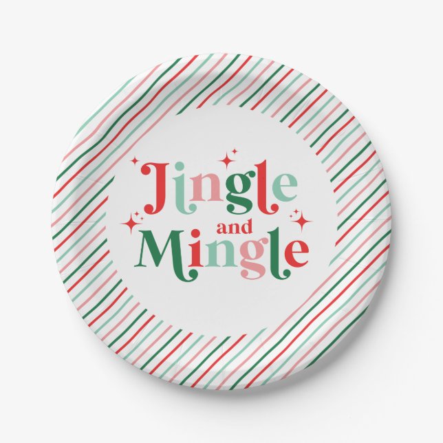 Jingle and Mingle christmas party Paper Plates (Front)
