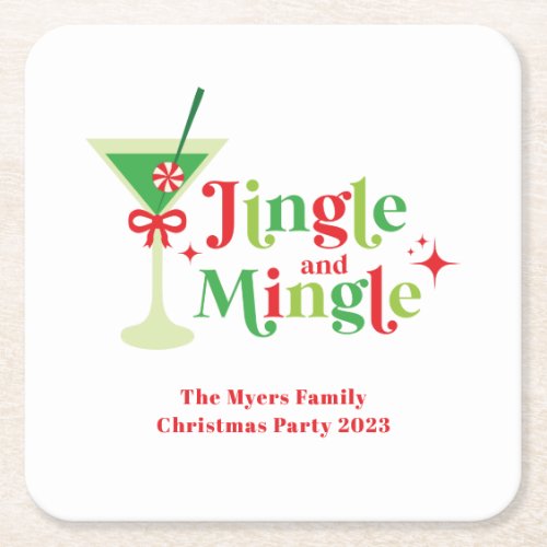 Jingle and Mingle Christmas Party Square Paper Coaster