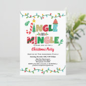 Jingle and Mingle Christmas Party string light Invitation (Standing Front)
