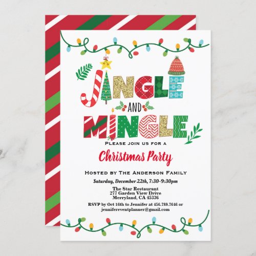 Jingle and Mingle Christmas Party string light Invitation