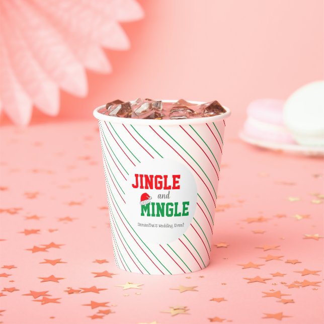 Jingle and Mingle Christmas Wedding Event Paper Cups (Insitu)