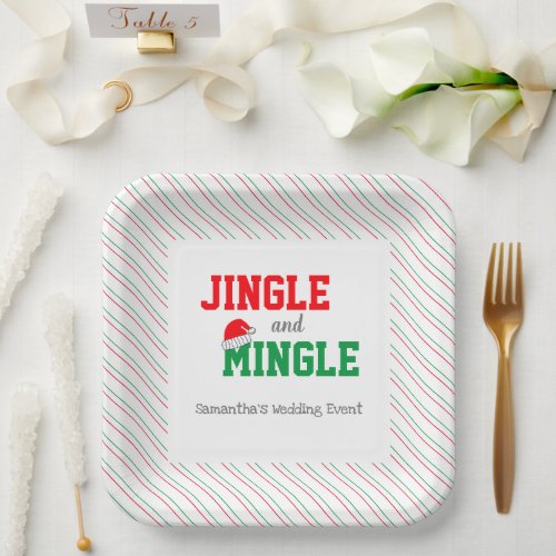 Jingle and Mingle Christmas Wedding Event Paper Plates