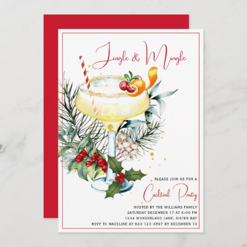 Jingle and Mingle Cocktail Holiday Party  Invitation