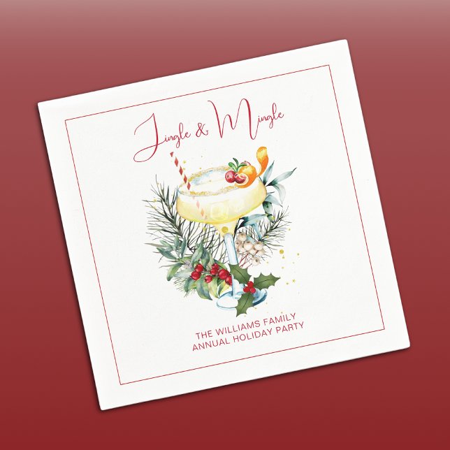 Jingle and Mingle Cocktail Holiday Party  Napkins (Creator Uploaded)