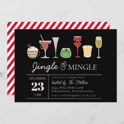 Jingle and Mingle Cocktails Christmas Party Invitation