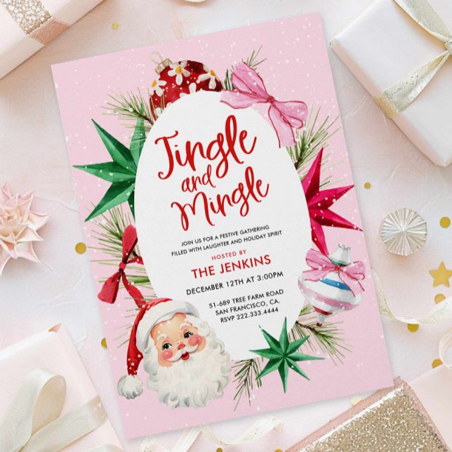 Jingle and Mingle Colorful Christmas Party Invitation (Jingle and Mingle Christmas Party Invitation)