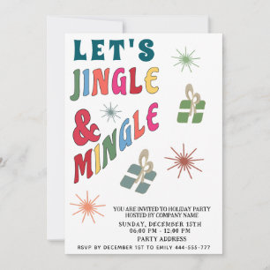 Jingle and Mingle colorful fun Holiday Invitation