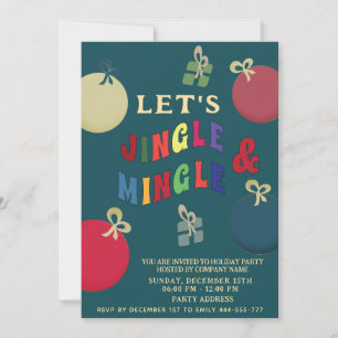 Jingle and Mingle colorful ornaments Holiday Invitation