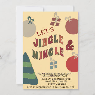Jingle and Mingle colorful ornaments Holiday Invitation