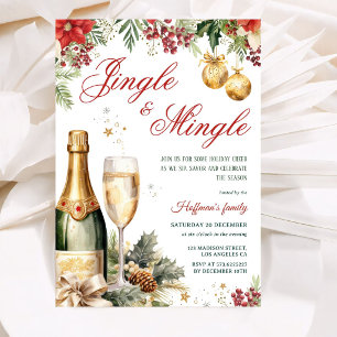Jingle And Mingle Elegant Cocktail Party Christmas Invitation