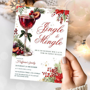 Jingle And Mingle Elegant Cocktail Party Christmas Invitation
