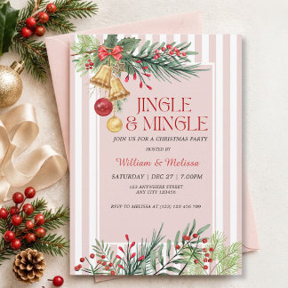 Jingle and Mingle Elegant Winter Christmas Party Invitation