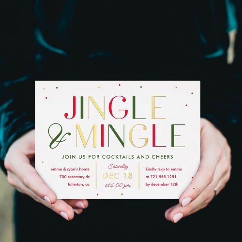 Jingle and Mingle Foil Christmas Party Invitation