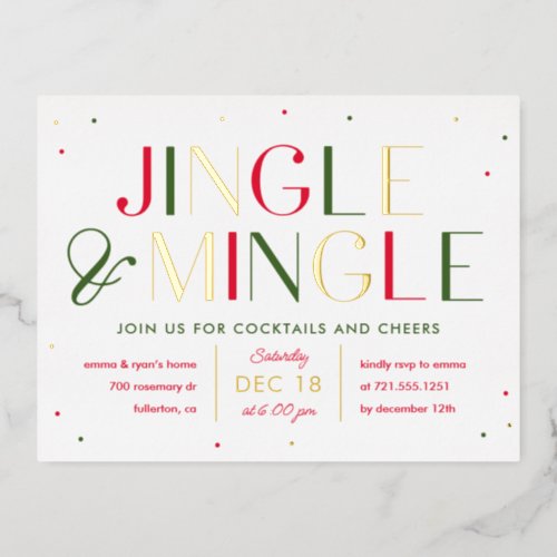 Jingle and Mingle Foil Christmas Party Postcard