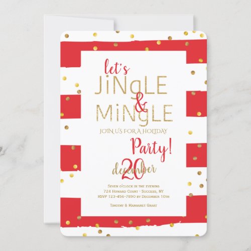 Jingle and Mingle Gold Confetti Invitation