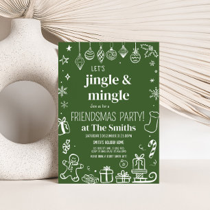 Jingle and Mingle Hand Drawn Christmas Party Invitation