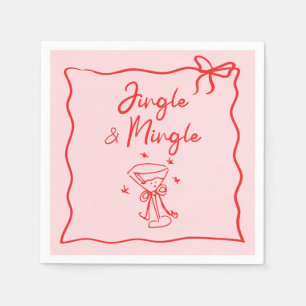 Jingle and Mingle Handdrawn Christmas Party Napkins