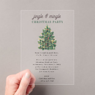 Jingle and Mingle Holiday Christmas Party Acrylic Invitations