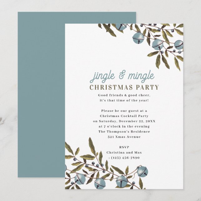 Jingle and Mingle Holiday Christmas Party Invitation (Front/Back)