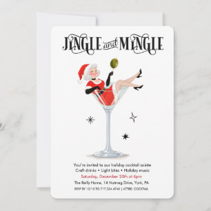 Jingle and Mingle Holiday Cocktail Martini Invitation