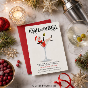 Jingle and Mingle Holiday Cocktail Martini Invitation