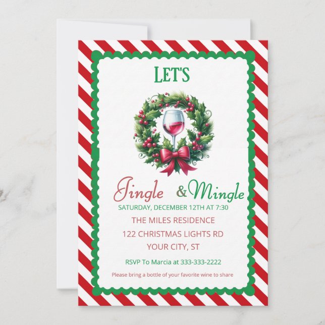 Jingle and Mingle Holiday Cocktail Party Invitation (Front)