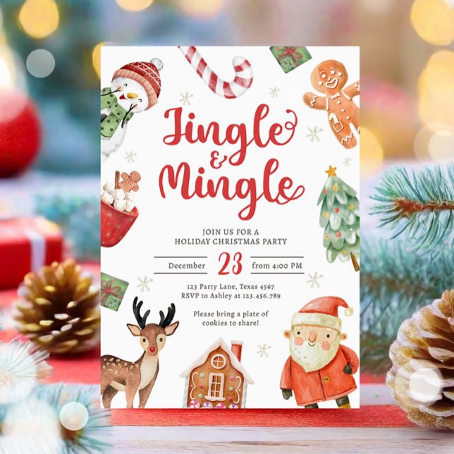 Jingle and Mingle Holiday Party Christmas Santa Invitation (Creator Uploaded)