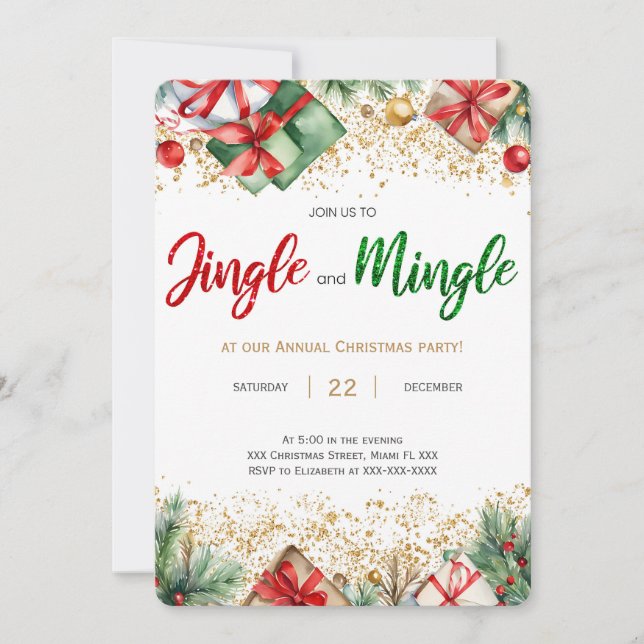Jingle And Mingle Holiday Party Invitation (Front)