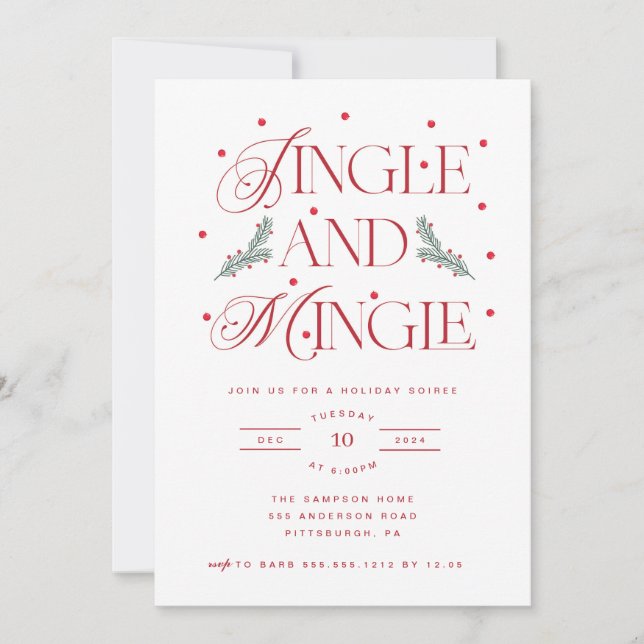 Jingle and Mingle Holiday Party Invitation (Front)