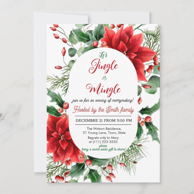 Jingle and Mingle Holiday Party Invitation (Front)