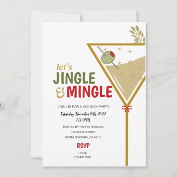Jingle And Mingle Holiday Party Invitation Modern by Pixabelle at Zazzle