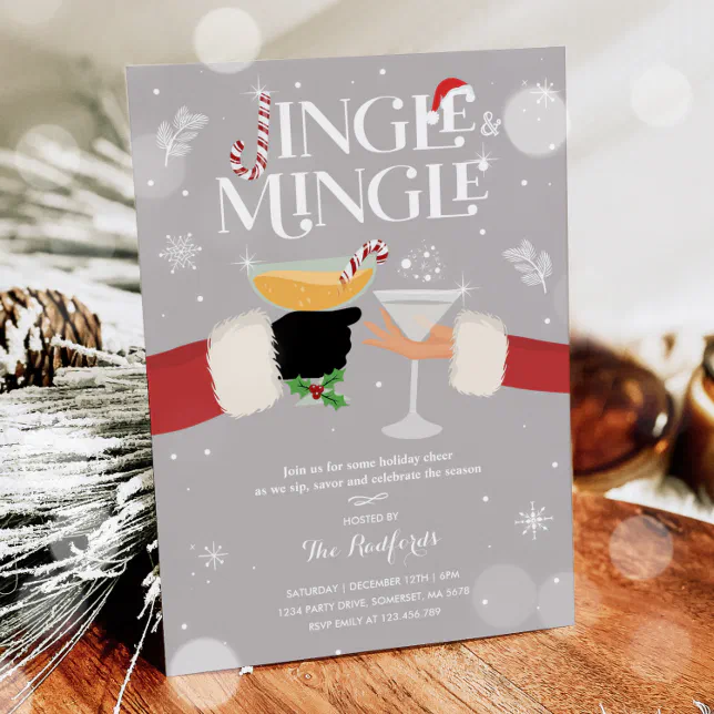 Jingle And Mingle Invite Holiday Cocktail Party | Zazzle