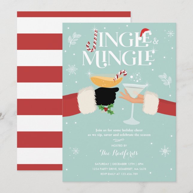 Jingle And Mingle Invite Holiday Cocktail Party (Front/Back)