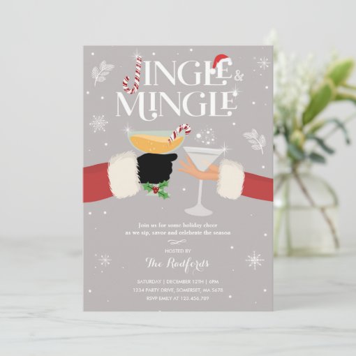 Jingle And Mingle Invite Holiday Cocktail Party | Zazzle