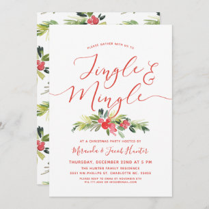 Jingle and Mingle Merry Mistletoe Christmas Party Invitation