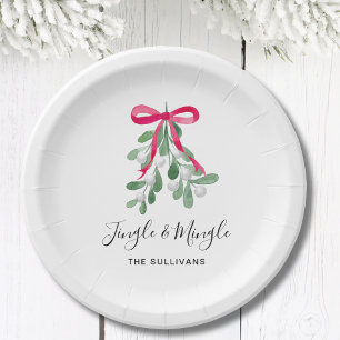 Jingle And MIngle Mistletoe Christmas Paper Plates