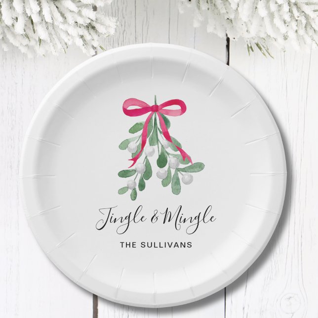 Jingle And MIngle Mistletoe Christmas Paper Plates (Creator Uploaded)