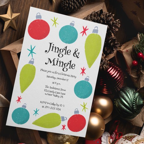 Jingle and Mingle Retro Christmas Party Invitation