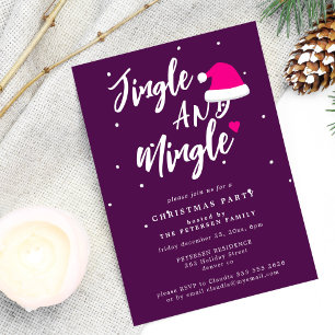 Jingle and mingle script Christmas party purple Invitation
