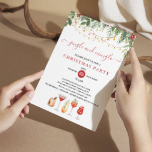 jingle and Mingle String Christmas Cocktail Party Invitation