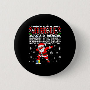 Jingle Ballers Plaid Santa Dabbing Volleyball Chri Button