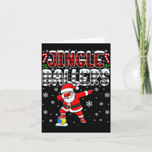 Jingle Ballers Plaid Santa Dabbing Volleyball Chri Card