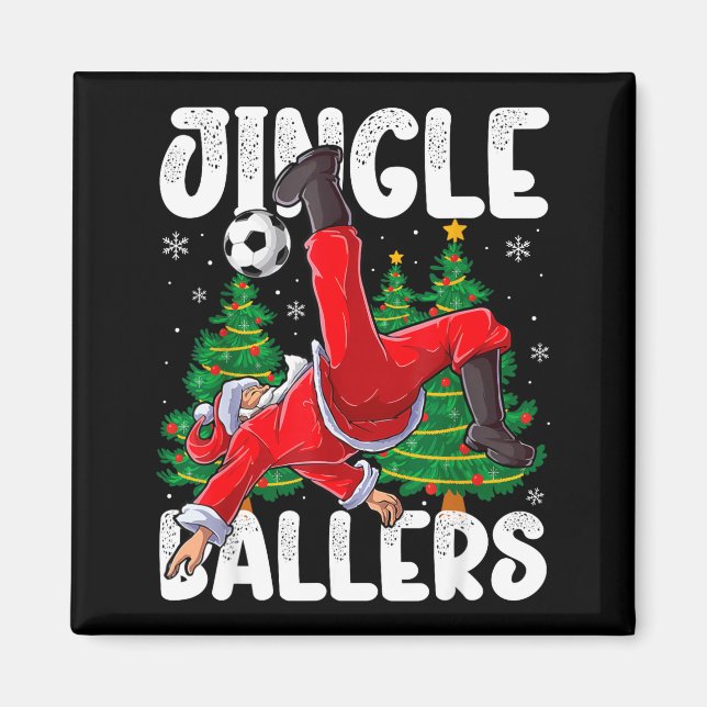 Jingle Ballers Santa Football Christmas Soccer Pla Magnet (Front)