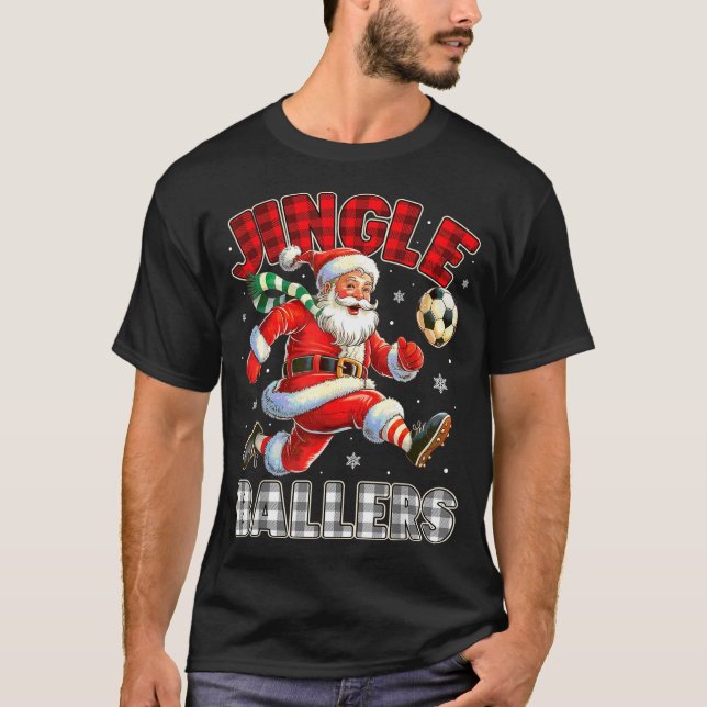 Jingle Ballers Santa Football Christmas Soccer Pla T-Shirt (Front)