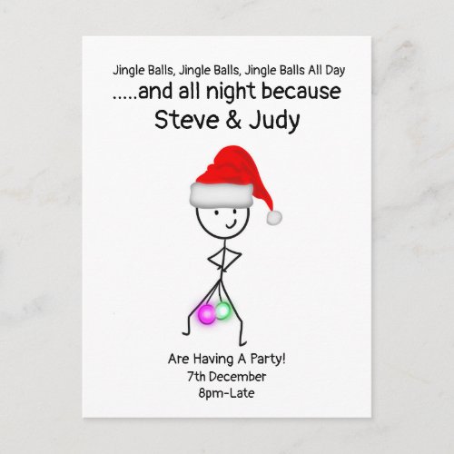 Jingle Balls Customisable Christmas Party Postcard