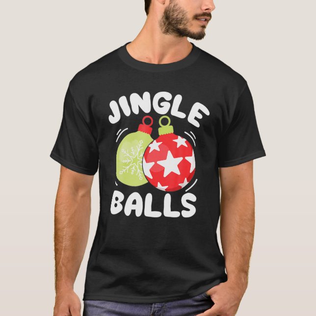 JINGLE BALLS Tinsel Funny Couple Christmas Chestnu T-Shirt (Front)