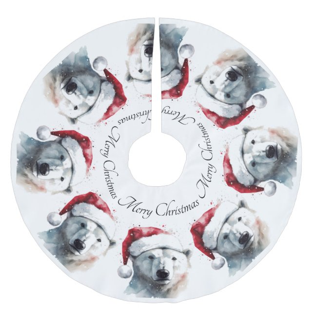 Jingle Bear Joy, custom Brushed Polyester Tree Skirt (Front)