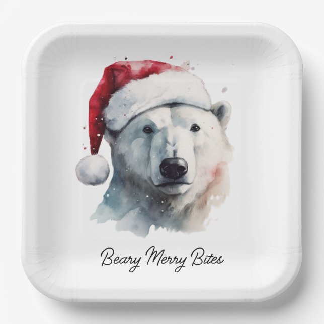 Jingle Bear Joy, custom Paper Plates (Front)