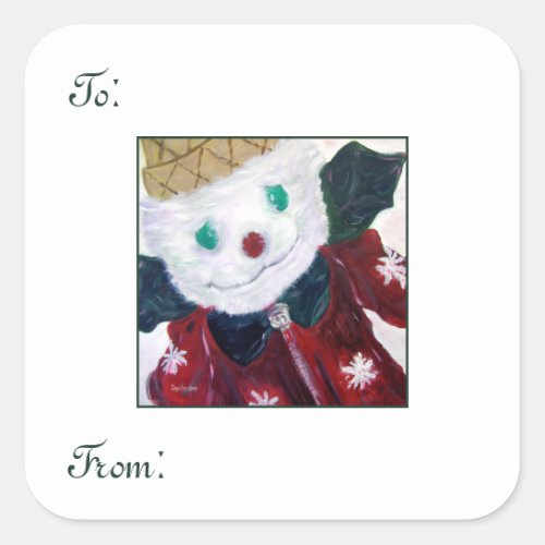 Jingle Bear Square Sticker